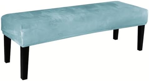 Velvet Plush Bench Covers for Dining Room Stools and Chairs Light Blue