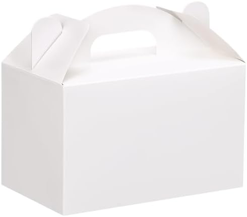 Moretoes 48 Pack White Party Favor Treat Boxes with Handles