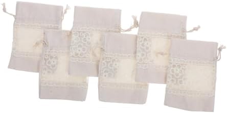 6pcs Lace Embroidered Canvas Drawstring Bags for Kids Birthday Parties