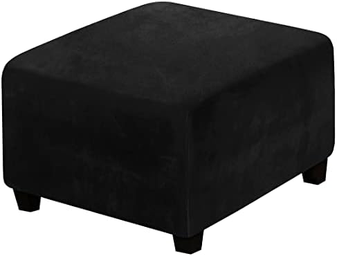 Square Ottoman Slipcover Stretch Velvet Folding Storage Stool Furniture Protector