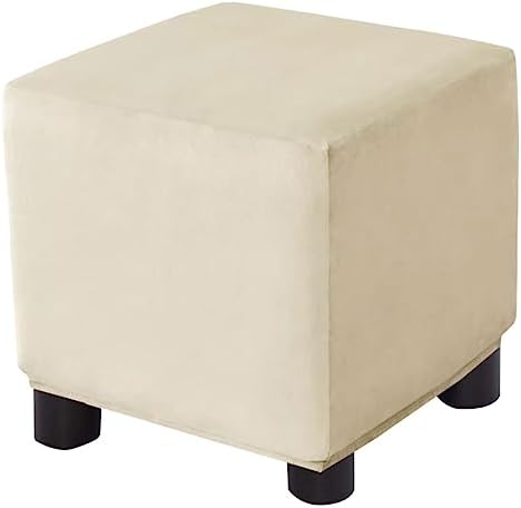 Velvet Storage Ottoman Slipcover Small Beige