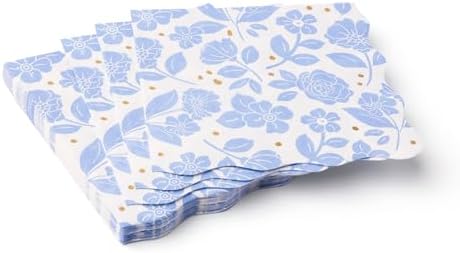Bonjour Fete Light Blue Floral Large Paper Napkins Pack of 20
