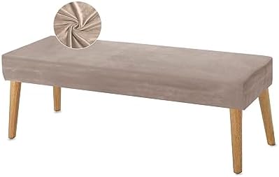 NeColorLife Velvet Dining Bench Slipcover Taupe Large