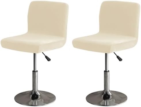 Velvet Bar Stool Covers Set of 2 Beige Stretchable
