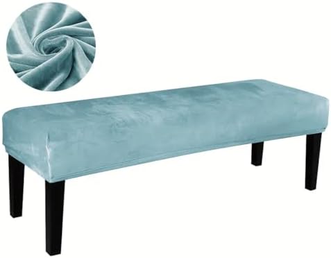 Velvet Plush Bench Covers for Dining Room Stools and Chairs Light Blue