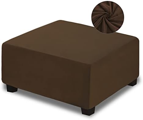 NeColorLife Velvet Square Ottoman Cover Large Brown