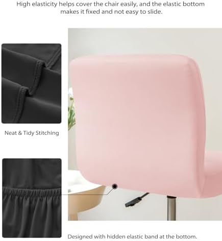 Gollense Stool Covers Set of 4 Stretchable Barstool Slipcovers with Backs Pink