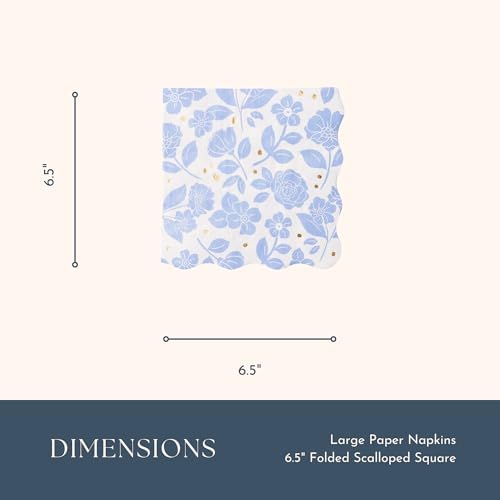 Bonjour Fete Light Blue Floral Large Paper Napkins Pack of 20