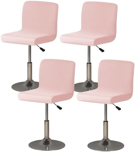 Gollense Stool Covers Set of 4 Stretchable Barstool Slipcovers with Backs Pink