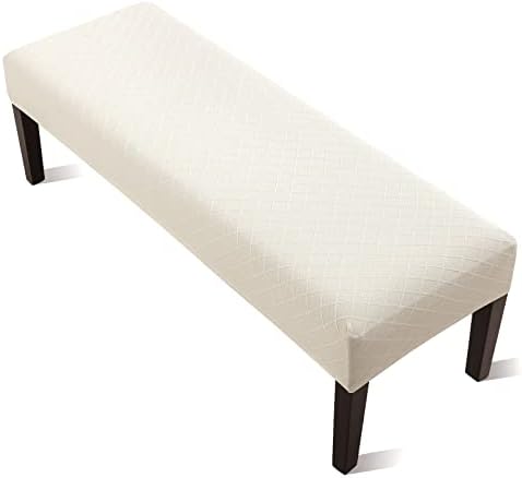 YISUN Jacquard Dining Bench Cover Stretch Washable Removable Seat Protector Beige