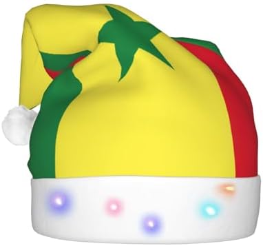 Senegal Flag Christmas Hat with LED Lights