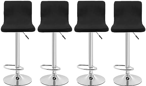 Velvet Bar Stool Covers 4PCS Black Stool Slipcovers for Counter Height Chairs