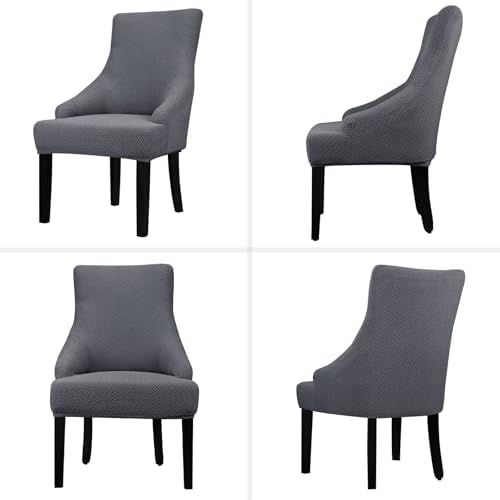 Lellen Stretch Wingback Chair Cover - 4PCS Dark Grey