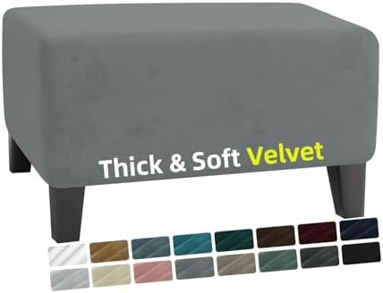 MAXIJIN Velvet Ottoman Cover Rectangular Stretch Slipcover