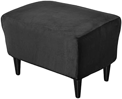 OBCREAT Velvet Ottoman Slipcover - Black