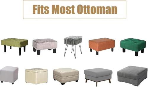 Wine Red Waterproof Ottoman Slipcover with Elastic Bottom
