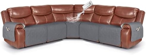 VANSOFY 5 Piece Sectional Sofa Cover Dark Gray