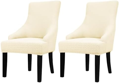 Lellen Stretch Wingback Chair Cover - 2PCS Cream Reusable Slipcover