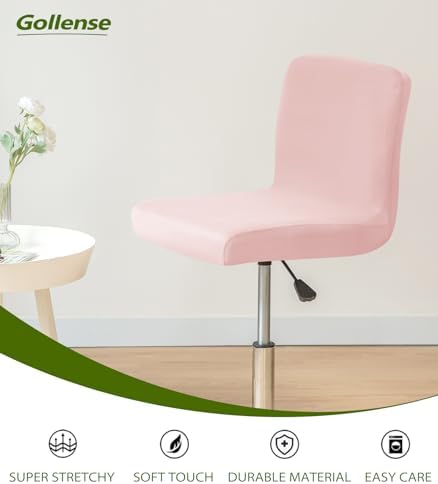 Gollense Stool Covers Set of 4 Stretchable Barstool Slipcovers with Backs Pink