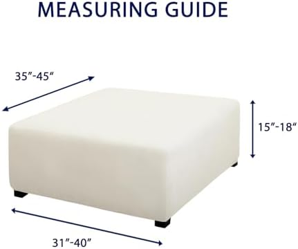 PureFit Super Stretch Form Fit Ottoman Cover - Medium-XL Ivory