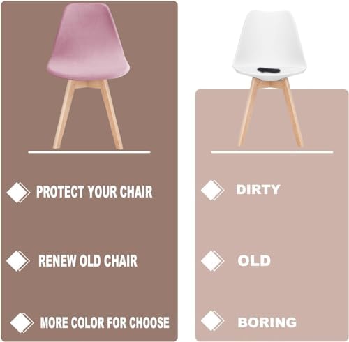 Pack of 4 Velvet Mid Century Modern Dining Chair Covers Pink