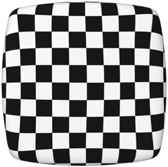 Black White Checkered Dining Chair Seat Covers 2 Pieces