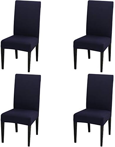 4 Pack Dining Chair Covers Stretch Spandex Protector Slipcovers Navy Blue