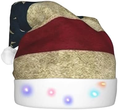 American Flag Christmas Hat with LED Lights