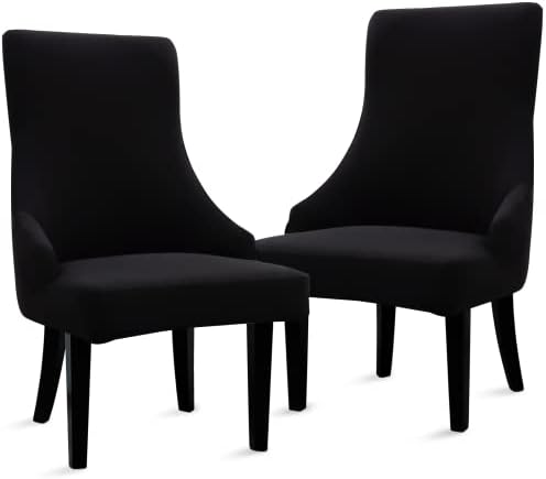 Liykimt Stretch Wingback Chair Slipcover Black Set of 2