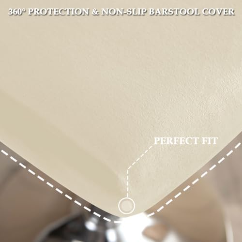 Velvet Bar Stool Covers Set of 2 Beige Stretchable