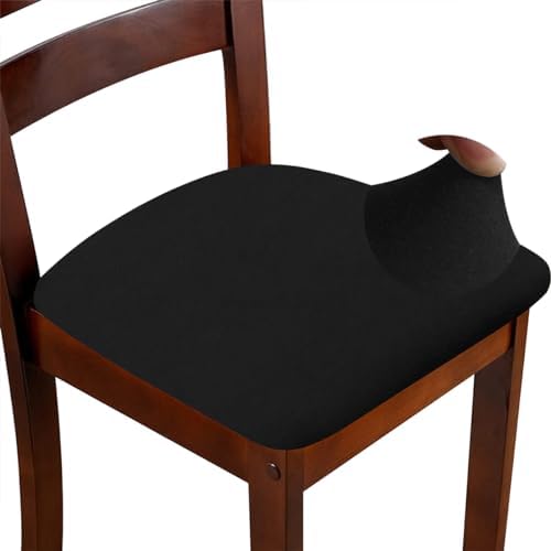 DLMWELL Stretch Black Chair Covers Set of 4 for Dining Room