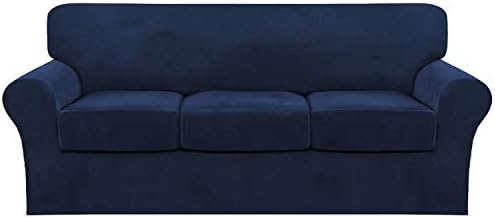 FantasDecor 4 Piece Velvet Sofa Slipcover Set