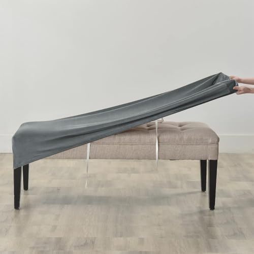 Velvet Plush Bench Covers for Dining Room Stools and Chairs Light Blue