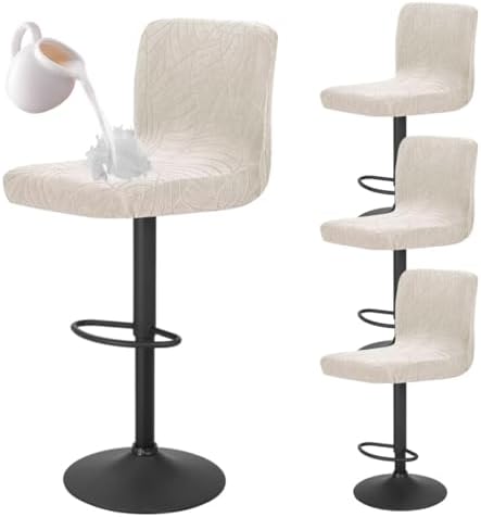 Bifaunvogel Bar Stool Cover with Back 4 Pack Beige Yellow