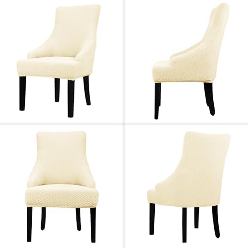 Lellen Stretch Wingback Chair Cover - 2PCS Cream Reusable Slipcover