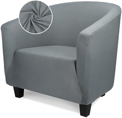 Treaful Club Chair Slipcover - Dark Gray Stretch Cover for Armchair with Arms