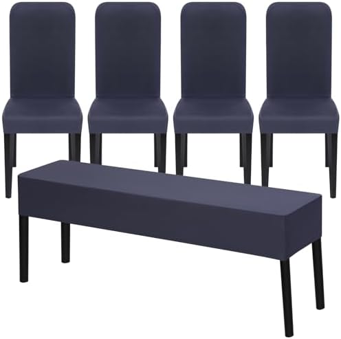 Moukeren 5 Pcs Stretch Dining Chair Covers Set Grey