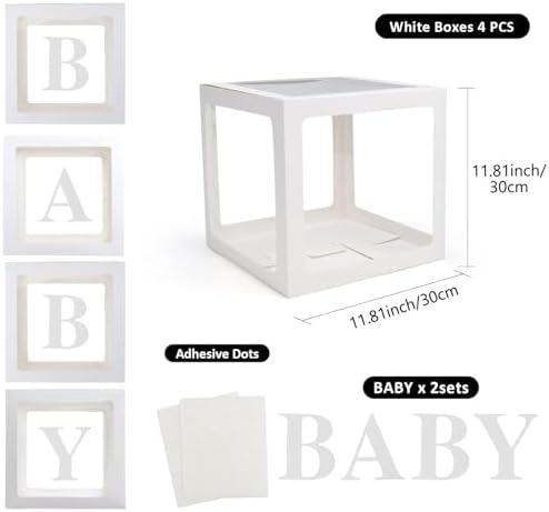 Baby Boxes with Letters for Baby Shower Decorations White