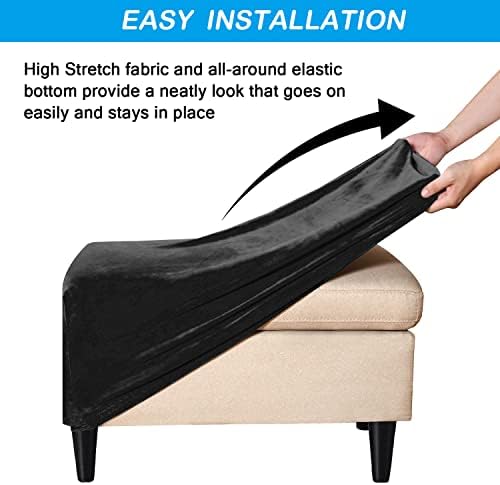 OBCREAT Velvet Ottoman Slipcover - Black