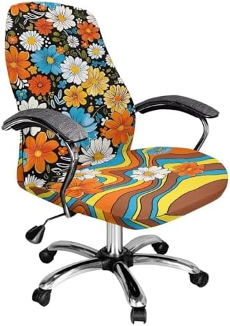 Hippie Flower Pattern Office Chair Cover Universal Fit