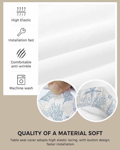 DecorLovee Blue Grey Coastal Chair Covers Set of 4