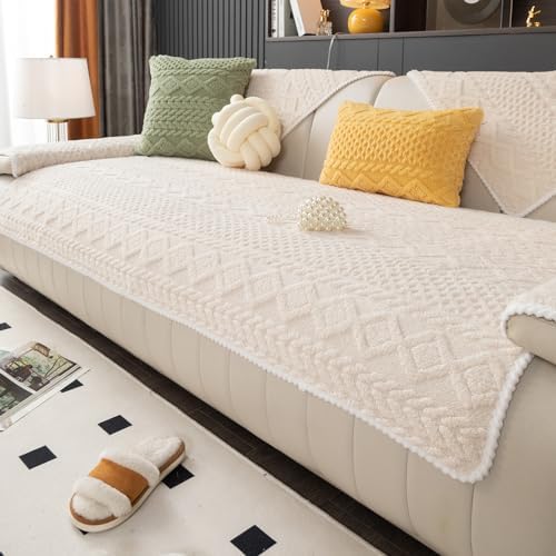 Geometric Jacquard Plush Sofa Cover for Cozy Comfort