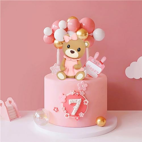 LaVenty Pink Teddy Bear Cake Decoration Set