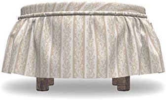 Ambesonne Victorian Ottoman Cover 2 Piece Set Cream Tan