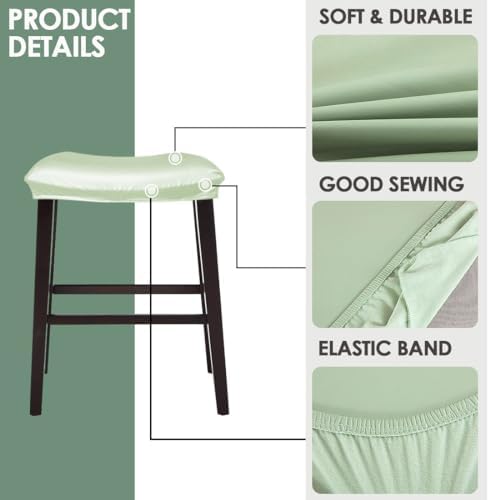 Waterproof PU Bar Stool Covers Set of 2 Light Green