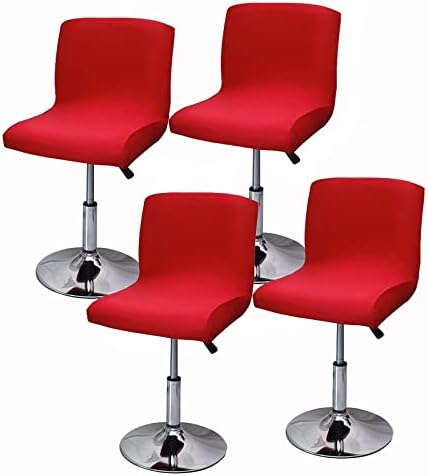 Red Swivel Bar Stool Covers Set of 4 for Low Back Chairs