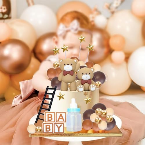 Gyufise 33Pcs Baby Bear Cake Topper Decorations
