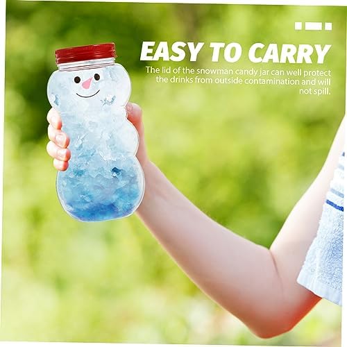 Cabilock 10pcs Snowman Candy Jars Portable Drink Bottles with Sealed Lids