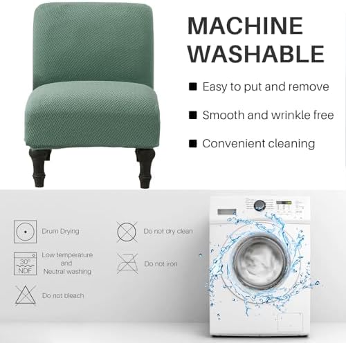 MIFXIN Armless Accent Chair Cover Jacquard Green