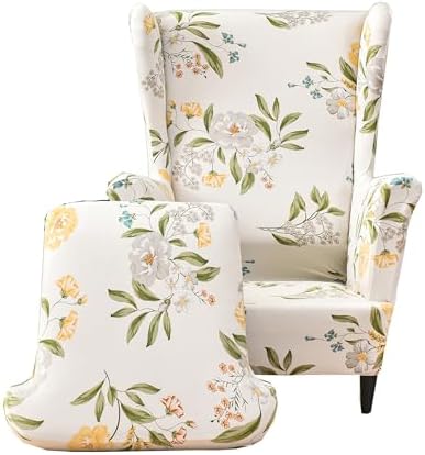 CRFATOP 2 Piece Stretch Wingback Chair Slipcovers for Living Room and Bedroom